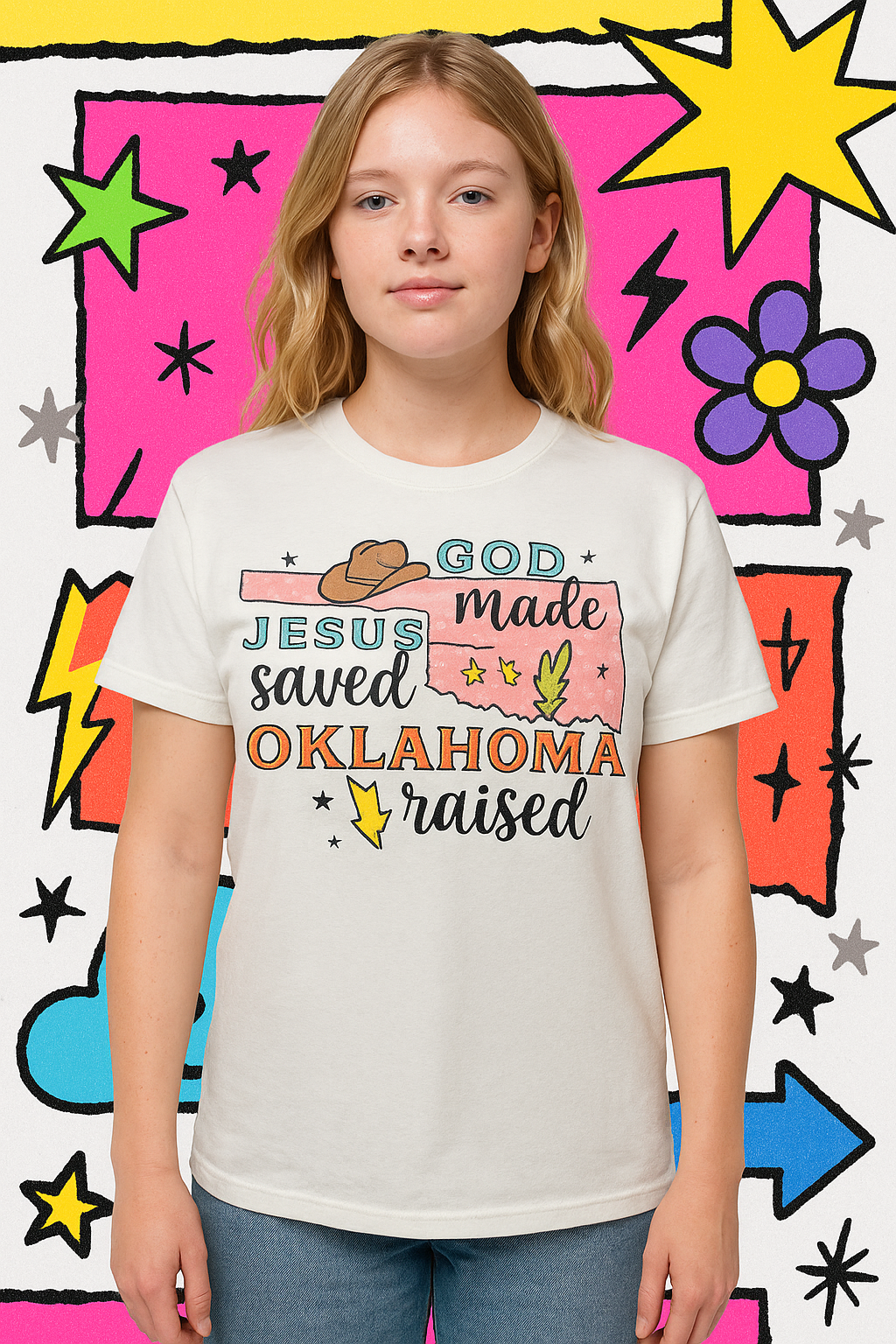Oklahoma Raised Tee – Faith, Roots & a Whole Lotta Sass