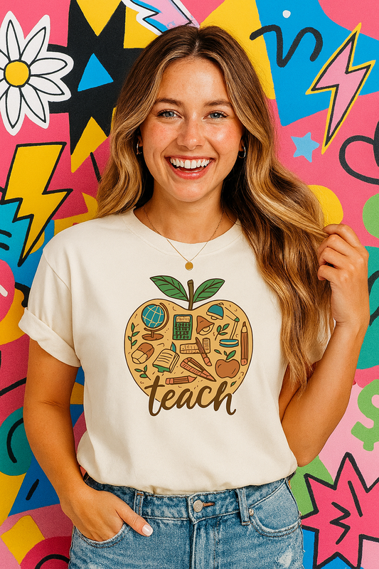 Autumn Apple Teach Tee – Fall Vibes for Favorite Teachers