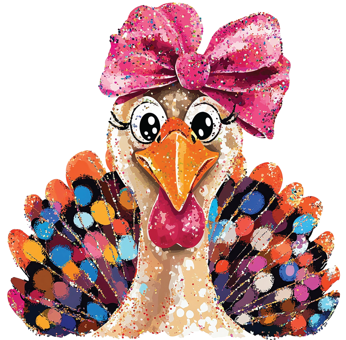 🎀 Glam Coquette Turkey Tee – Festive Bow & Feathers