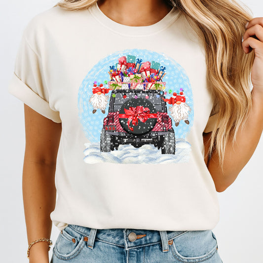 Gnome for the Holidays Tee – Festive, Fueled & Four-Wheelin’