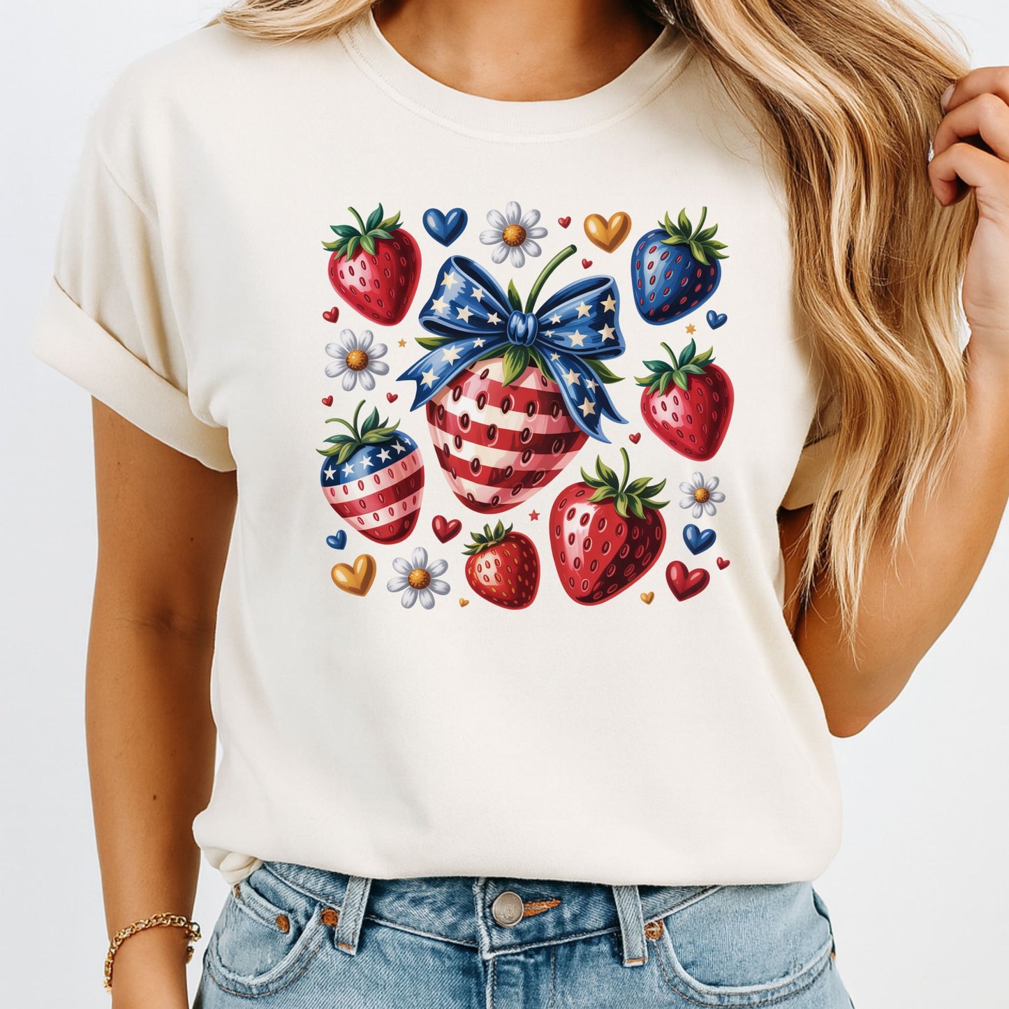 Star-Spangled Strawberries Tee – Sweet & Free